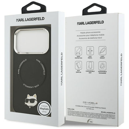 Capa MagSafe para Apple iPhone 17 Pro Max, Karl Lagerfeld, Choupette Pin, Preta