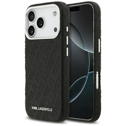 Capa MagSafe para Apple iPhone 17 Pro Max, Karl Lagerfeld, FW Stamped Karl, Preta