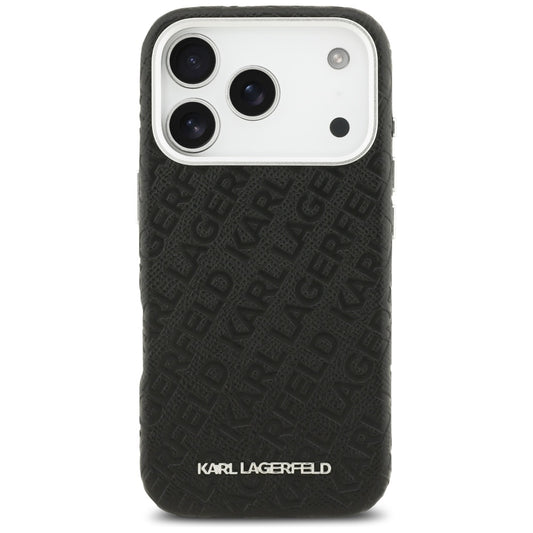 Capa MagSafe para Apple iPhone 17 Pro Max, Karl Lagerfeld, FW Stamped Karl, Preta