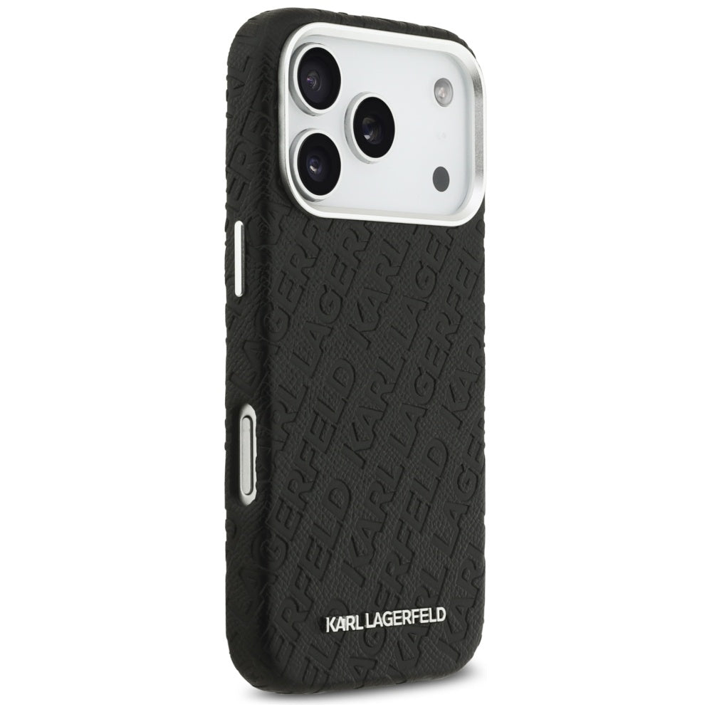Capa MagSafe para Apple iPhone 17 Pro Max, Karl Lagerfeld, FW Stamped Karl, Preta