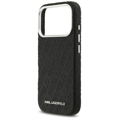Capa MagSafe para Apple iPhone 17 Pro Max, Karl Lagerfeld, FW Stamped Karl, Preta