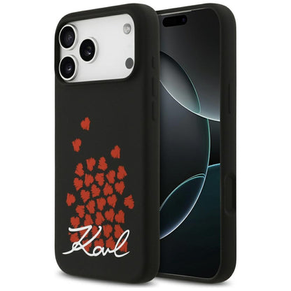Capa MagSafe para Apple iPhone 17 Pro Max, Karl Lagerfeld, Logo Heart Sign, Preta