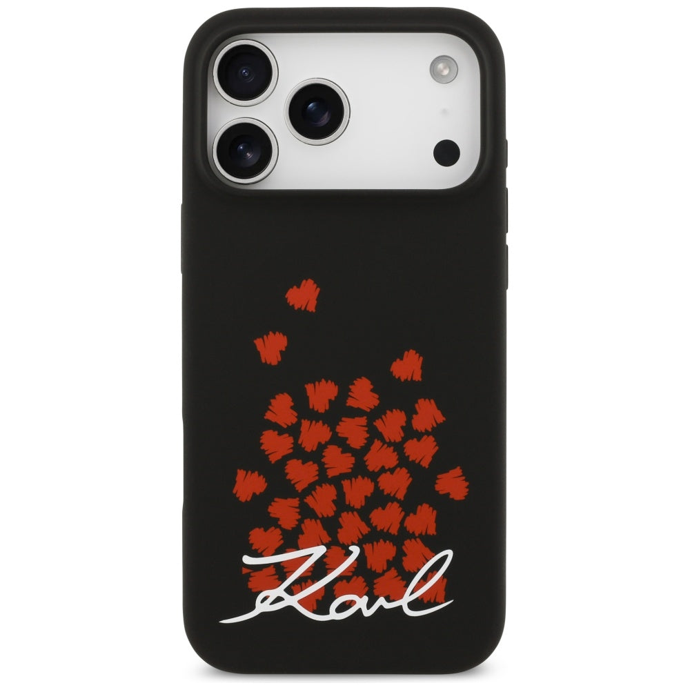 Capa MagSafe para Apple iPhone 17 Pro Max, Karl Lagerfeld, Logo Heart Sign, Preta