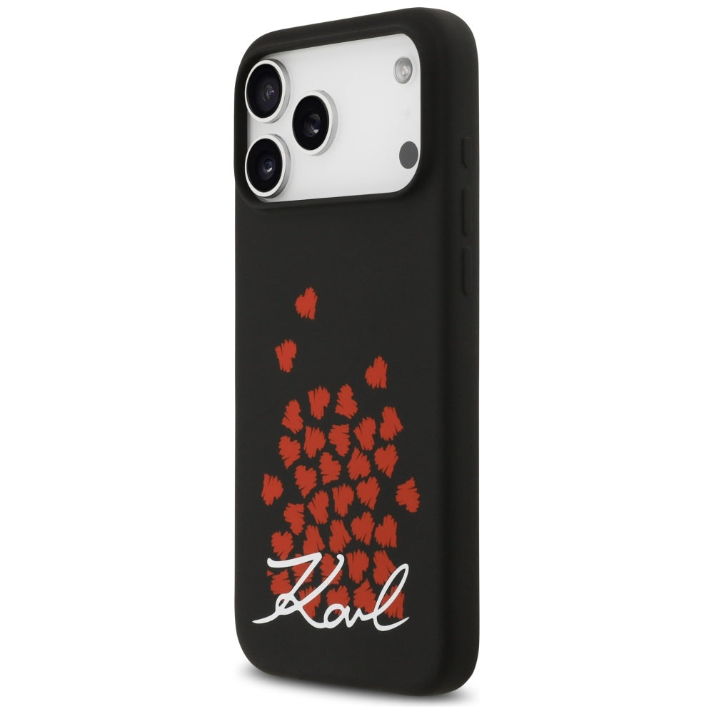 Capa MagSafe para Apple iPhone 17 Pro Max, Karl Lagerfeld, Logo Heart Sign, Preta