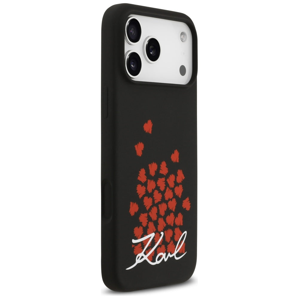 Capa MagSafe para Apple iPhone 17 Pro Max, Karl Lagerfeld, Logo Heart Sign, Preta