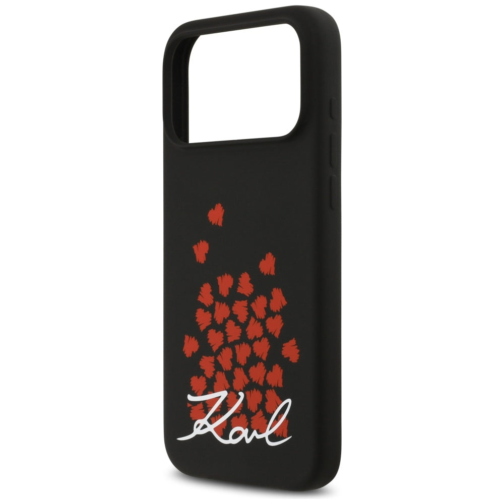 Capa MagSafe para Apple iPhone 17 Pro Max, Karl Lagerfeld, Logo Heart Sign, Preta