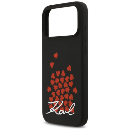 Capa MagSafe para Apple iPhone 17 Pro Max, Karl Lagerfeld, Logo Heart Sign, Preta