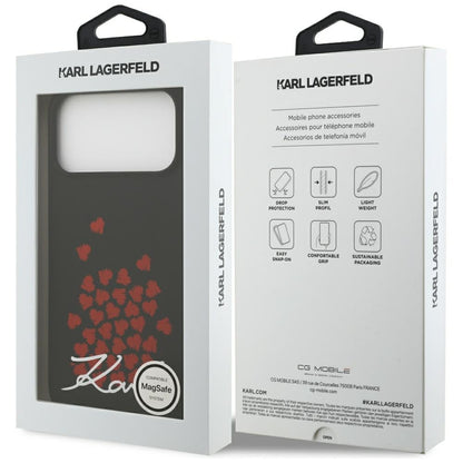 Capa MagSafe para Apple iPhone 17 Pro Max, Karl Lagerfeld, Logo Heart Sign, Preta