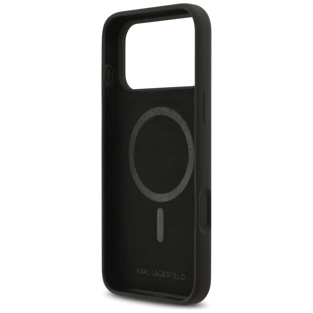 Capa MagSafe para Apple iPhone 17 Pro Max, Karl Lagerfeld, Logo Heart Sign, Preta