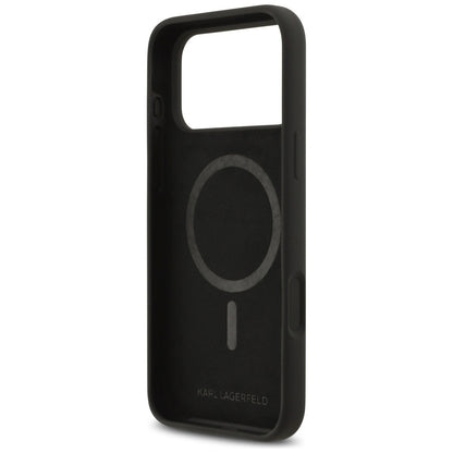 Capa MagSafe para Apple iPhone 17 Pro Max, Karl Lagerfeld, Logo Heart Sign, Preta