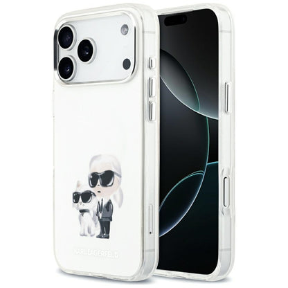 Capa MagSafe para Apple iPhone 17 Pro Max, Karl Lagerfeld, IML Aquarelle Logo Karl & Choupette, Branca.