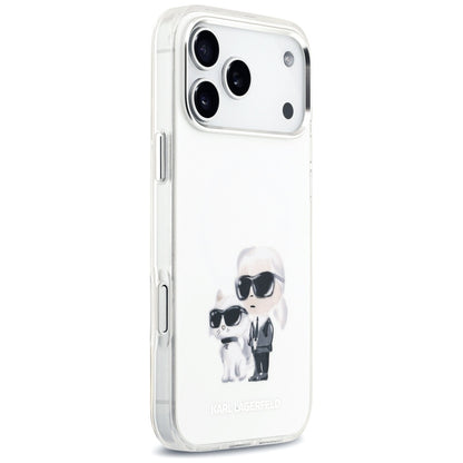 Capa MagSafe para Apple iPhone 17 Pro Max, Karl Lagerfeld, IML Aquarelle Logo Karl & Choupette, Branca.