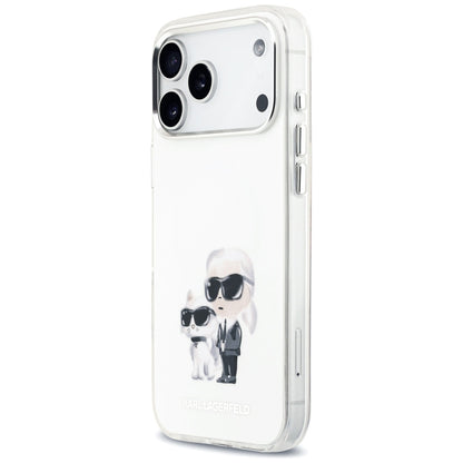 Capa MagSafe para Apple iPhone 17 Pro Max, Karl Lagerfeld, IML Aquarelle Logo Karl & Choupette, Branca.