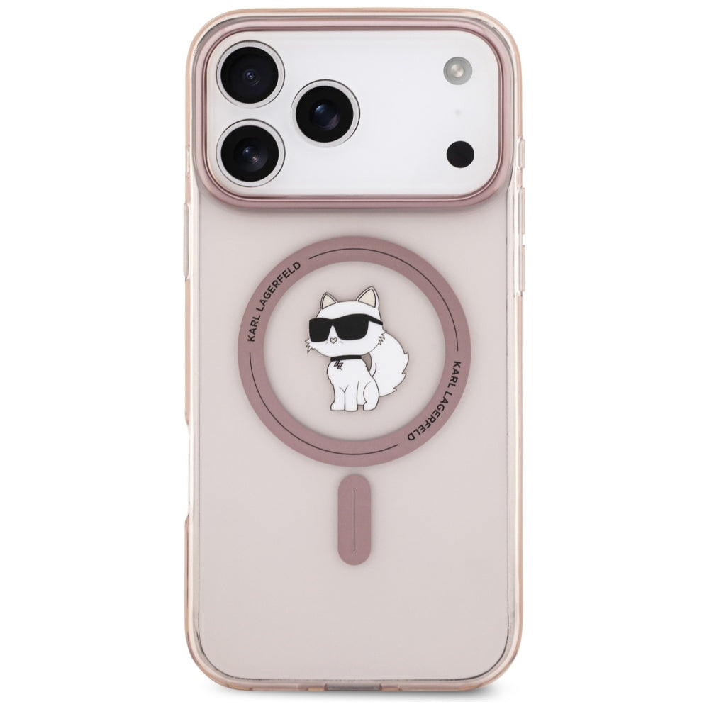 Capa MagSafe para Apple iPhone 17 Pro Max, Karl Lagerfeld, IML Choupette, Rosa
