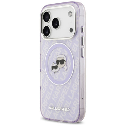 Capa MagSafe para Apple iPhone 17 Pro Max, Karl Lagerfeld, IML Glitter Karl & Choupette`s Heads, Roxo