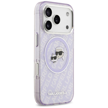 Capa MagSafe para Apple iPhone 17 Pro Max, Karl Lagerfeld, IML Glitter Karl & Choupette`s Heads, Roxo