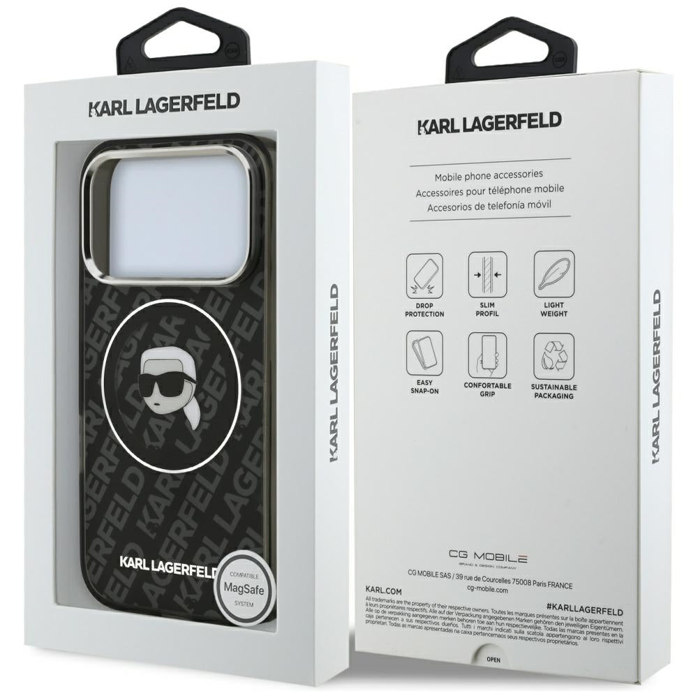 Capa MagSafe para Apple iPhone 17 Pro Max, Karl Lagerfeld, IML Karl`s Head, Preta.