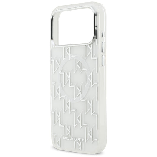 Capa MagSafe para Apple iPhone 17 Pro Max, Karl Lagerfeld, IML KL Monogram, Branca.