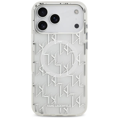MagSafe Case for Apple iPhone 17 Pro Max, Karl Lagerfeld, IML KL Monogram, White