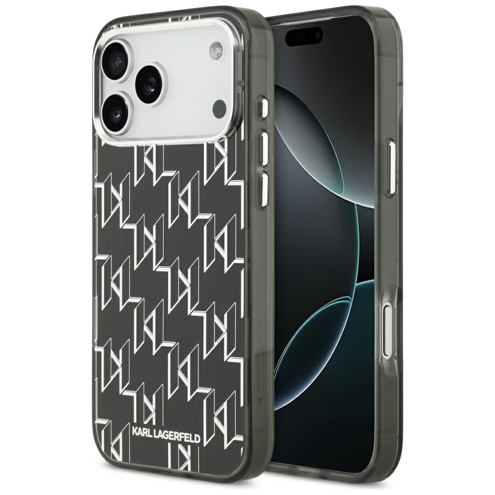 Capa MagSafe para Apple iPhone 17 Pro Max, Karl Lagerfeld, IML KL Monogram, Preta.