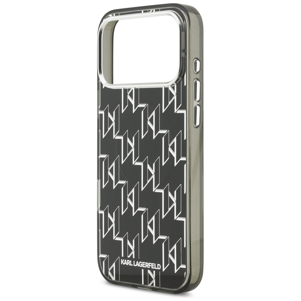 Capa MagSafe para Apple iPhone 17 Pro Max, Karl Lagerfeld, IML KL Monogram, Preta.