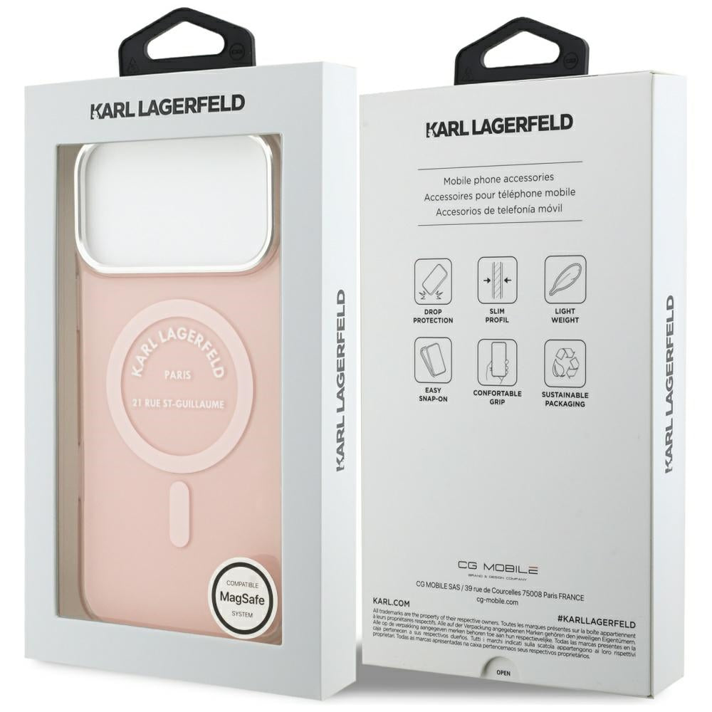 Capa MagSafe para Apple iPhone 17 Pro Max, Karl Lagerfeld, IML Logo RSG, Rosa