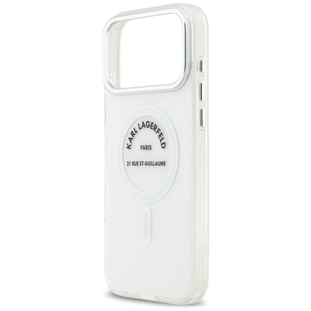 Capa MagSafe para Apple iPhone 17 Pro Max, Karl Lagerfeld, IML Logo RSG, Transparente