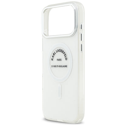 Capa MagSafe para Apple iPhone 17 Pro Max, Karl Lagerfeld, IML Logo RSG, Transparente