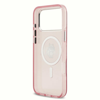 Capa MagSafe para Apple iPhone 17 Pro Max, Karl Lagerfeld, IML Sketch Logo Choupette, Rosa