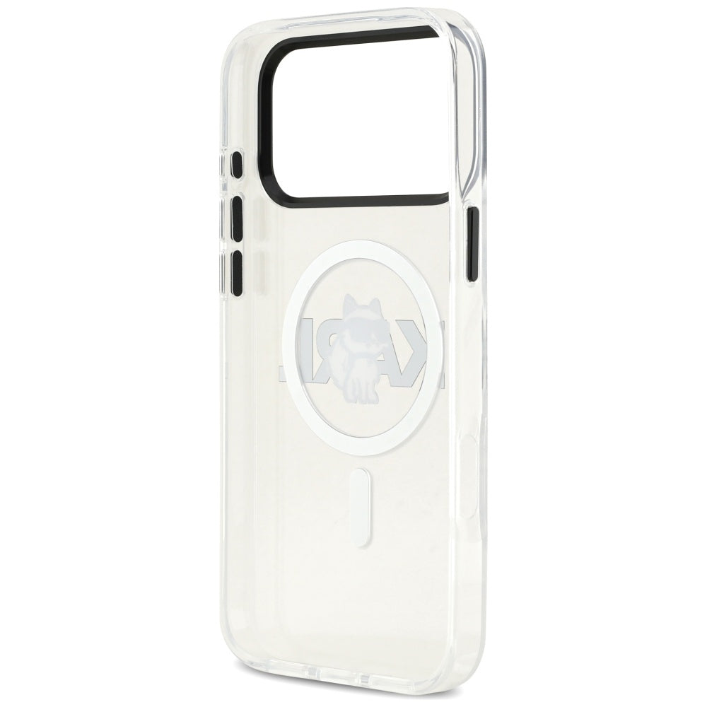Capa MagSafe para Apple iPhone 17 Pro Max, Karl Lagerfeld, IML Sketch Logo Choupette, Transparente