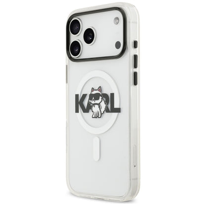 Capa MagSafe para Apple iPhone 17 Pro Max, Karl Lagerfeld, IML Sketch Logo Choupette, Transparente