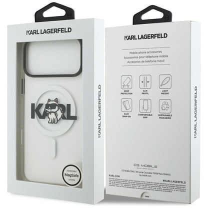 Capa MagSafe para Apple iPhone 17 Pro Max, Karl Lagerfeld, IML Sketch Logo Choupette, Transparente