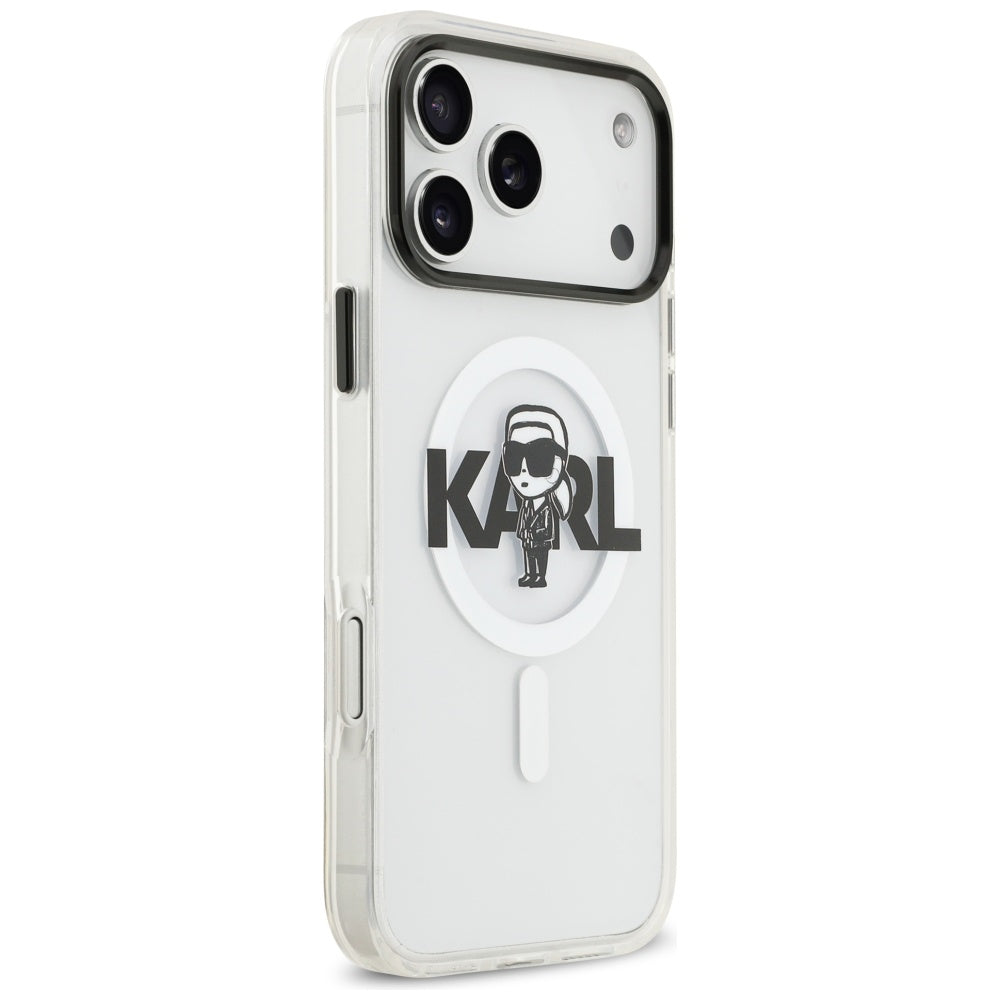 Capa MagSafe para Apple iPhone 17 Pro Max, Karl Lagerfeld, IML Sketch Logo Karl, Transparente