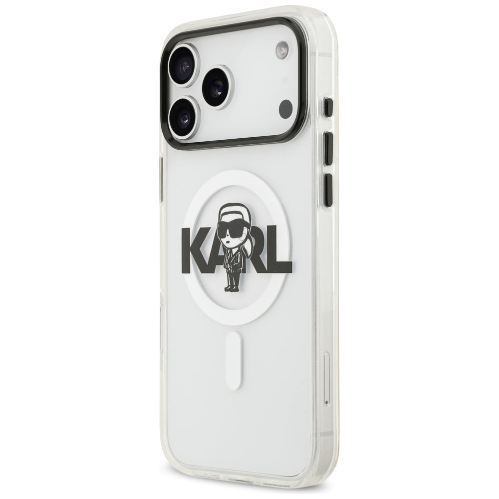 Capa MagSafe para Apple iPhone 17 Pro Max, Karl Lagerfeld, IML Sketch Logo Karl, Transparente