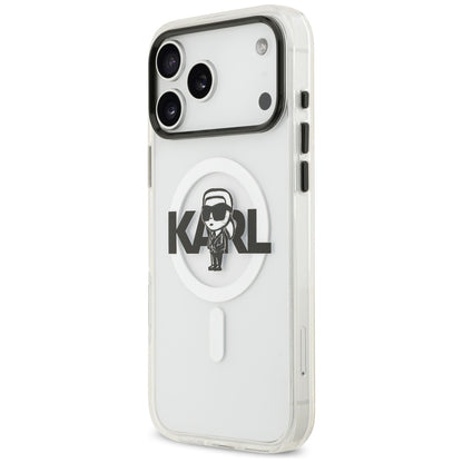 Capa MagSafe para Apple iPhone 17 Pro Max, Karl Lagerfeld, IML Sketch Logo Karl, Transparente
