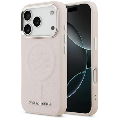 Capa MagSafe para Apple iPhone 17 Pro Max, Karl Lagerfeld, Initial & Metal Logo, Rosa