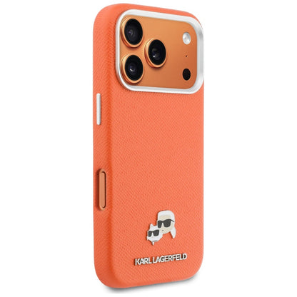 Capa MagSafe para Apple iPhone 17 Pro Max, Karl Lagerfeld, Karl & Choupette Head's Pin, Laranja