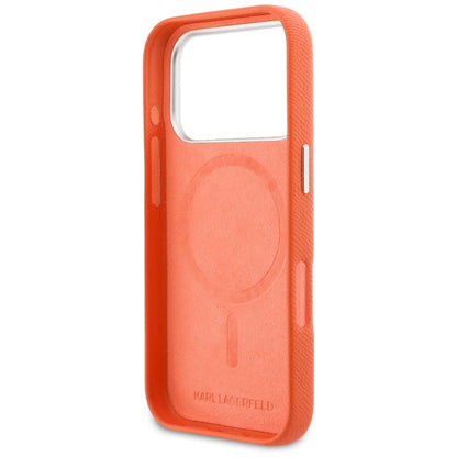 Capa MagSafe para Apple iPhone 17 Pro Max, Karl Lagerfeld, Karl & Choupette Head's Pin, Laranja