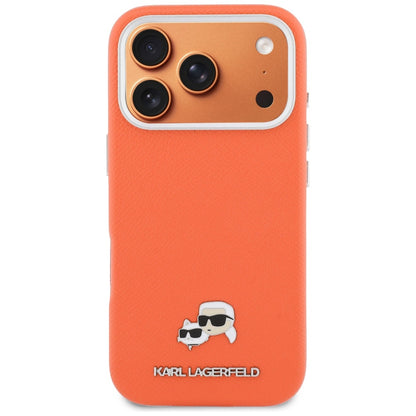 Capa MagSafe para Apple iPhone 17 Pro Max, Karl Lagerfeld, Karl & Choupette Head's Pin, Laranja