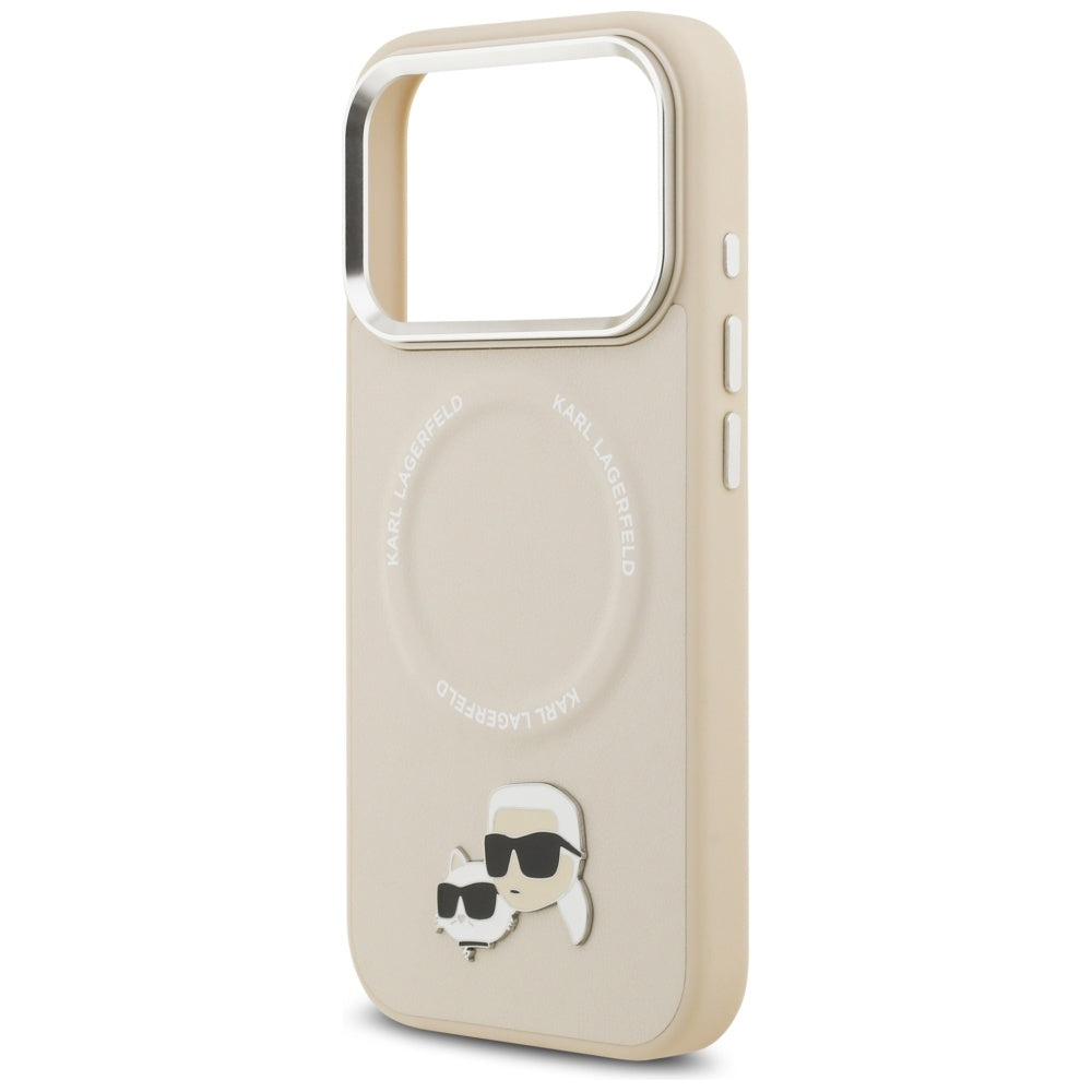 Capa MagSafe para Apple iPhone 17 Pro Max, Karl Lagerfeld, Karl & Choupette Pins, Bege