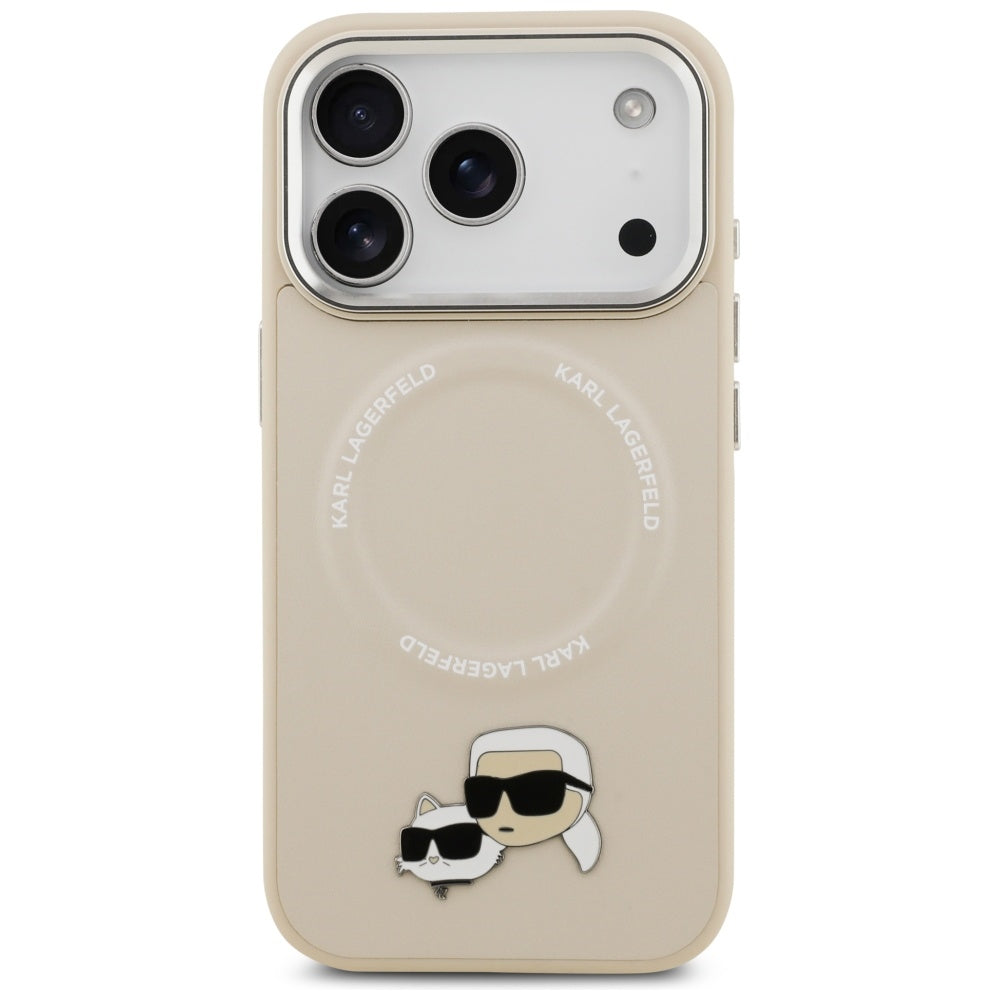Capa MagSafe para Apple iPhone 17 Pro Max, Karl Lagerfeld, Karl & Choupette Pins, Bege
