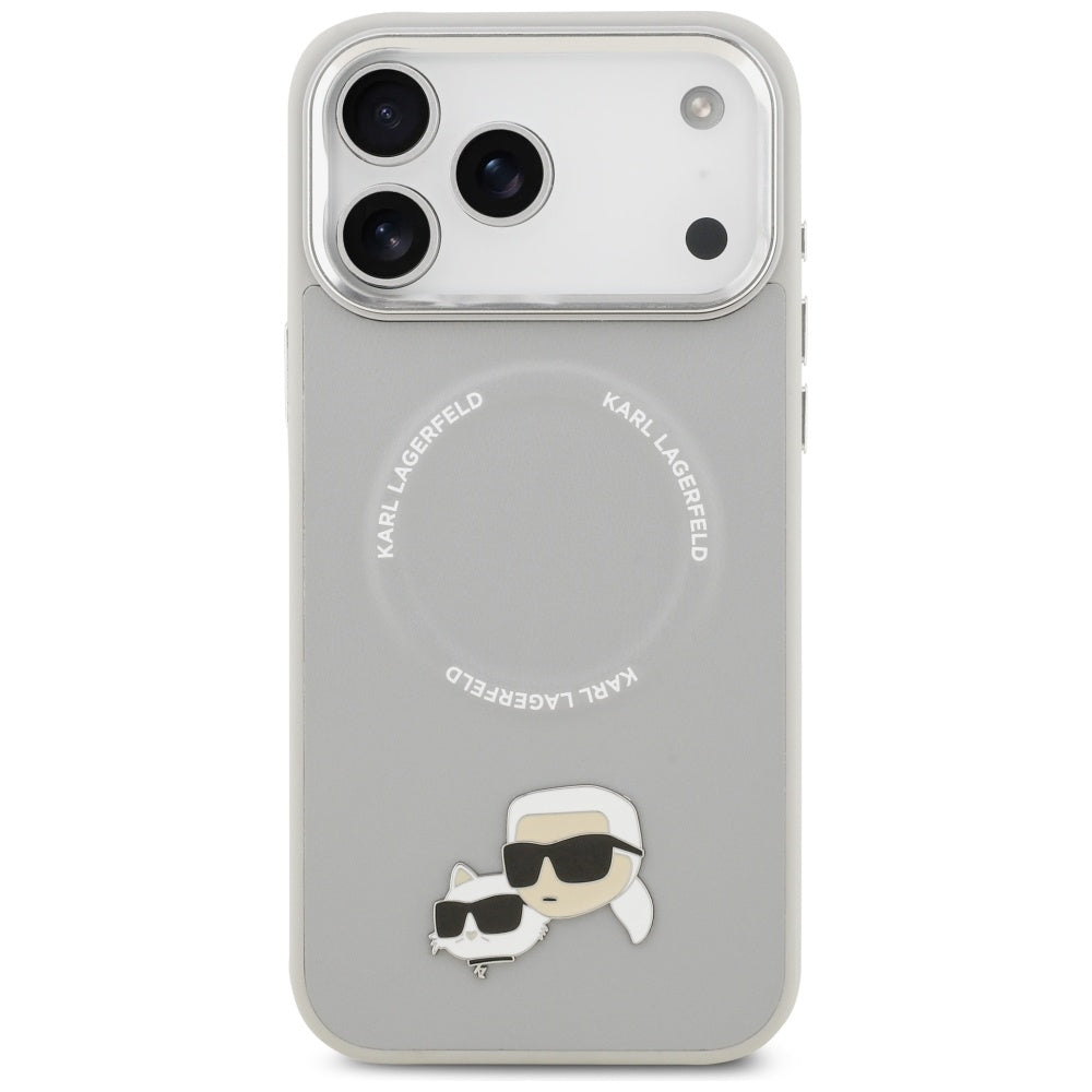 Capa MagSafe para Apple iPhone 17 Pro Max, Karl Lagerfeld, Karl & Choupette Pins, Cinzento