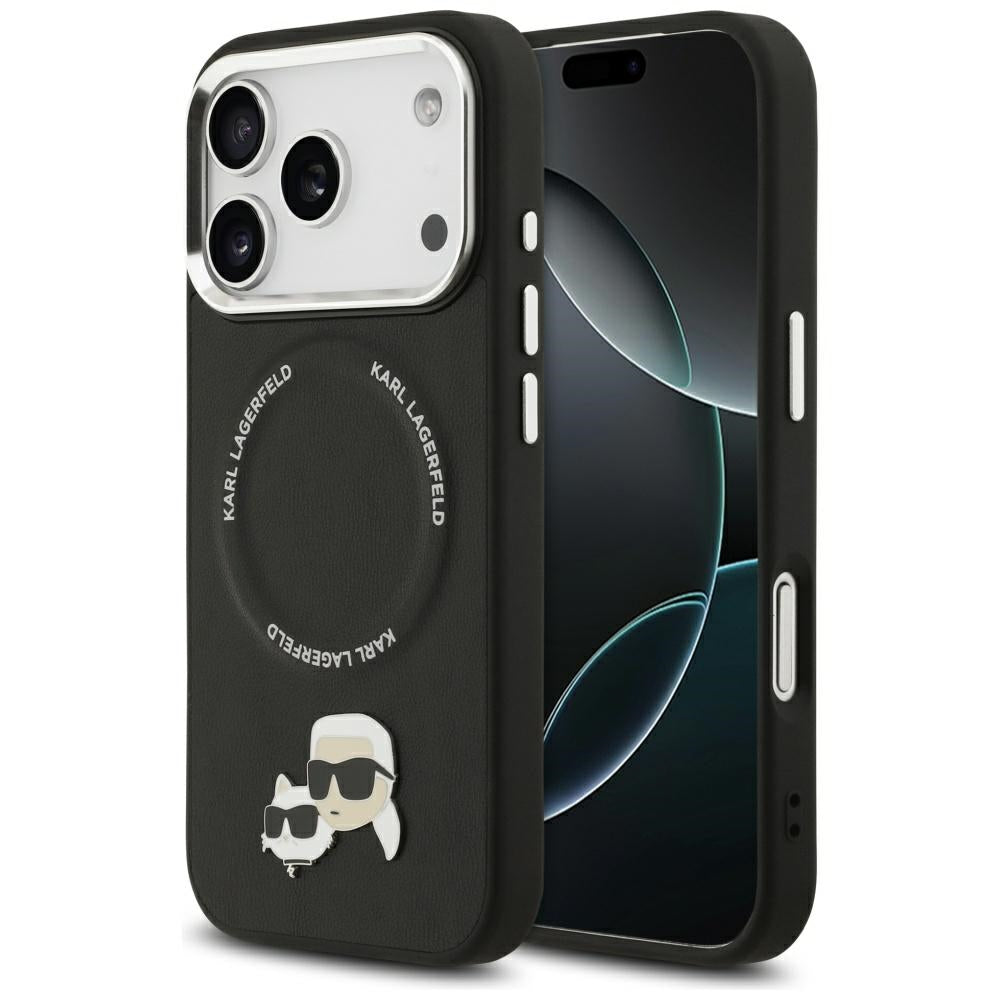 Capa MagSafe para Apple iPhone 17 Pro Max, Karl Lagerfeld, Karl & Choupette Pins, Preta