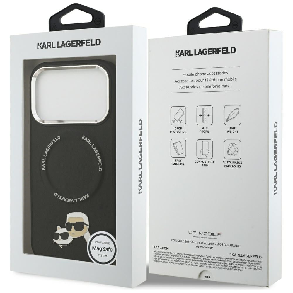 Capa MagSafe para Apple iPhone 17 Pro Max, Karl Lagerfeld, Karl & Choupette Pins, Preta