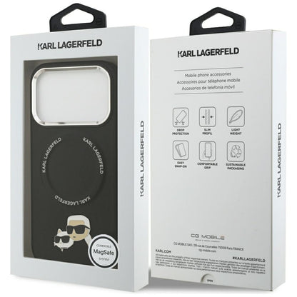Capa MagSafe para Apple iPhone 17 Pro Max, Karl Lagerfeld, Karl & Choupette Pins, Preta