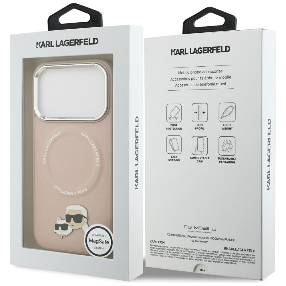 Capa MagSafe para Apple iPhone 17 Pro Max, Karl Lagerfeld, Karl & Choupette Pins, Rosa