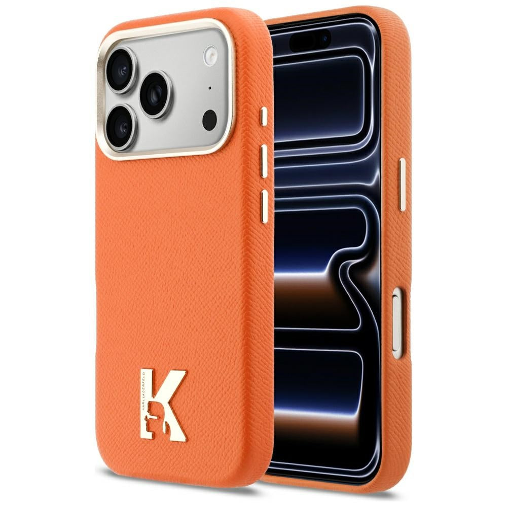 Capa MagSafe para Apple iPhone 17 Pro Max, Karl Lagerfeld, Logo Karl Head, Laranja