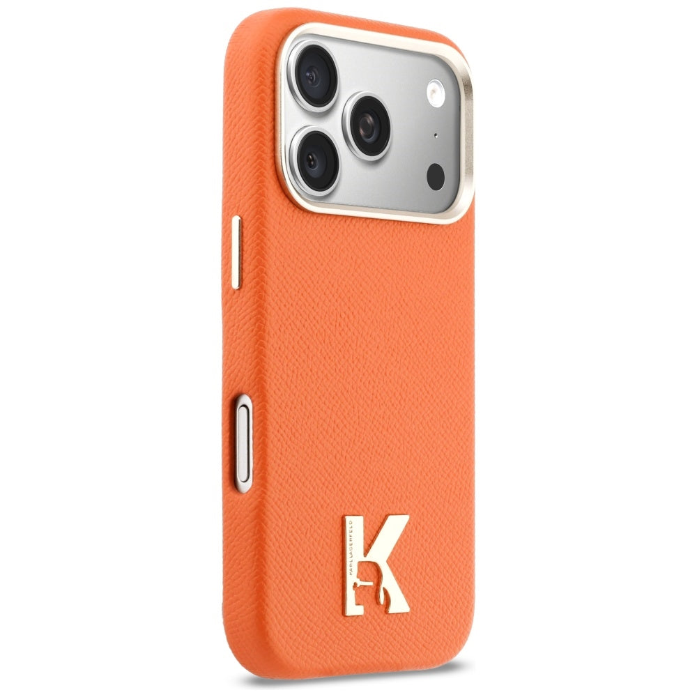 Capa MagSafe para Apple iPhone 17 Pro Max, Karl Lagerfeld, Logo Karl Head, Laranja
