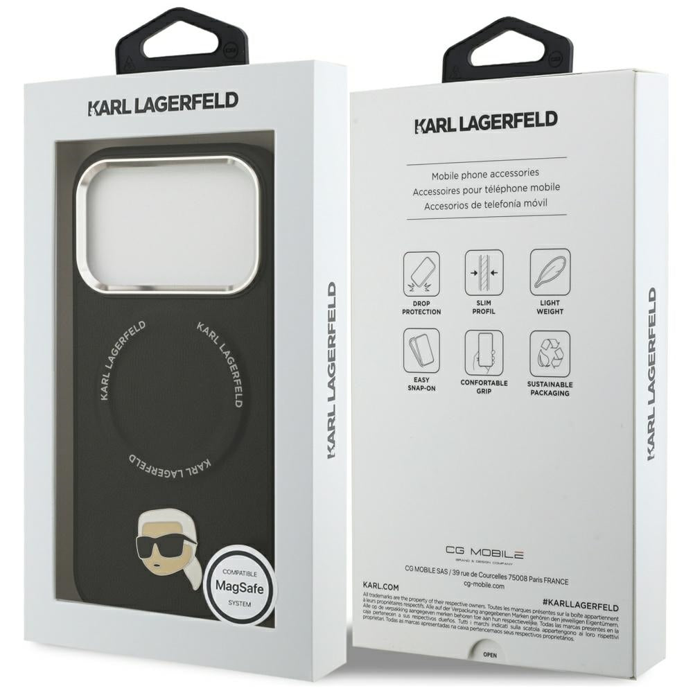 Capa MagSafe para Apple iPhone 17 Pro Max, Karl Lagerfeld, Karl Pin, Preta