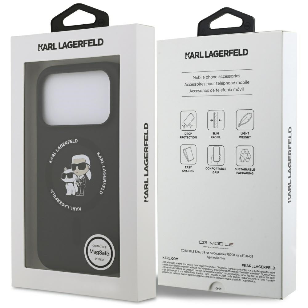 Capa MagSafe para Apple iPhone 17 Pro Max, Karl Lagerfeld, Ring Karl & Choupette, Preta